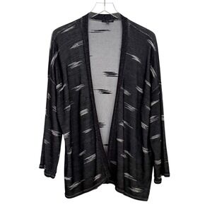 Eileen Fisher Black Sleek Tencel Kimono Cardigan Black Gray Large